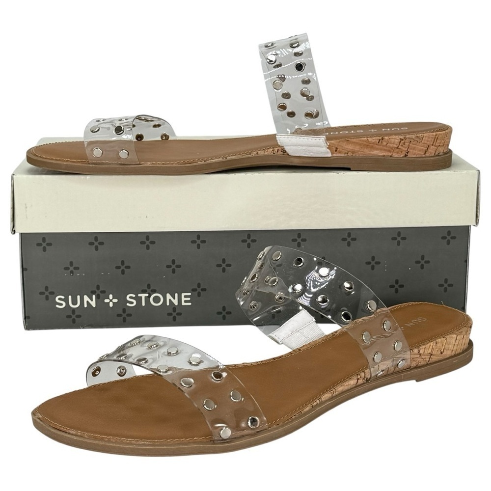 Sun + Stone Easten2 Studded Vinyl Strap Womens Sandals Size 11M
